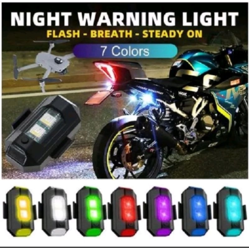 lampu LED Strobo USB sinyal motor drone mobil sepeda rbg multi mode warna
