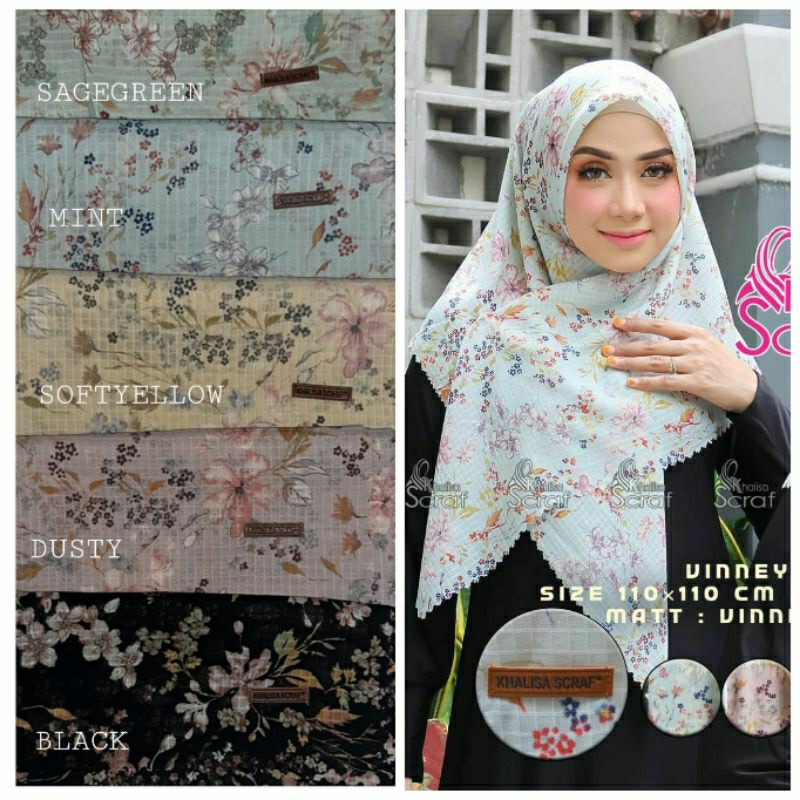 JILBAB BELLA WAFFLE KHALISA SCRAF MOTIF BUNGA KECIL