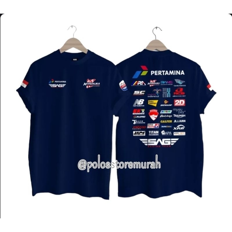 polosstoremurah - Kaos Baju Distro Pertamina Mandalika Premium Sponsor Pada Motor SAG Racing Team