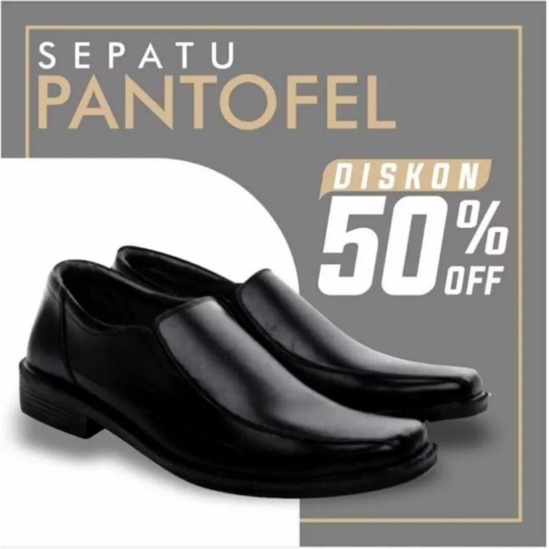SEPATU PANTOfel FORMAl PRIA KUALITAS  PREMIUM PANTOfel  HITAM PRIA SEPATU PANTOfel KULIT KERJA