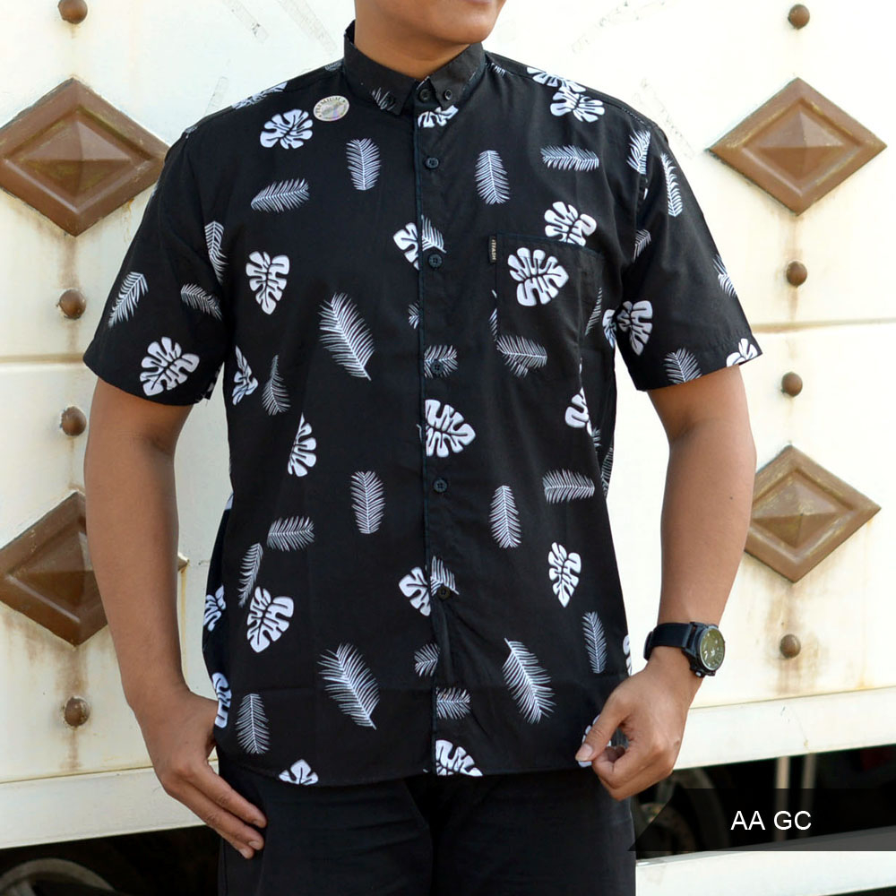 GROSIR TROLIS KMFL2GRUP KMFL M L XL 30S kemeja hem pria cowok remaja anak pantai hawai daun bunga le