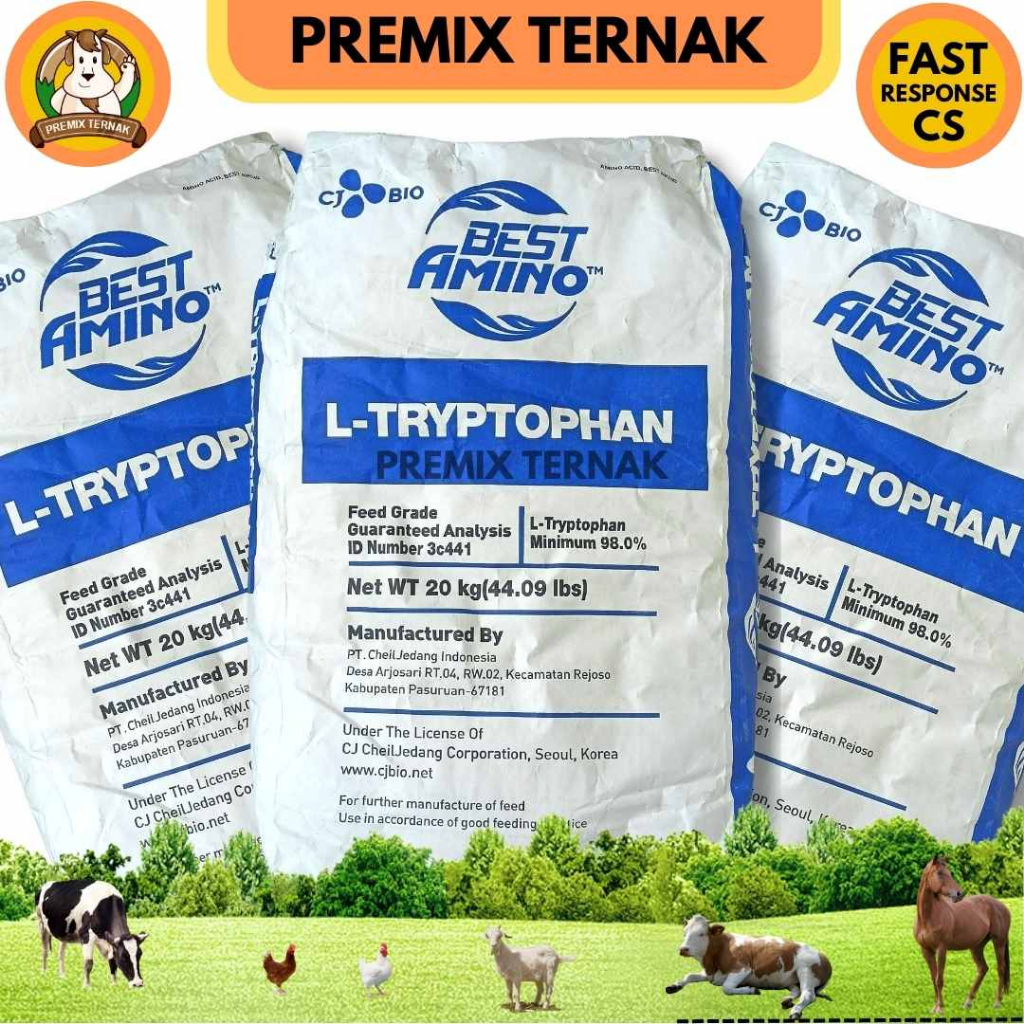 L-TRYPTOPHAN 1 SAK (20KG) - Triptopan Asam Amino Essensial Hewan - Best Amino CJ Cheil Jedang