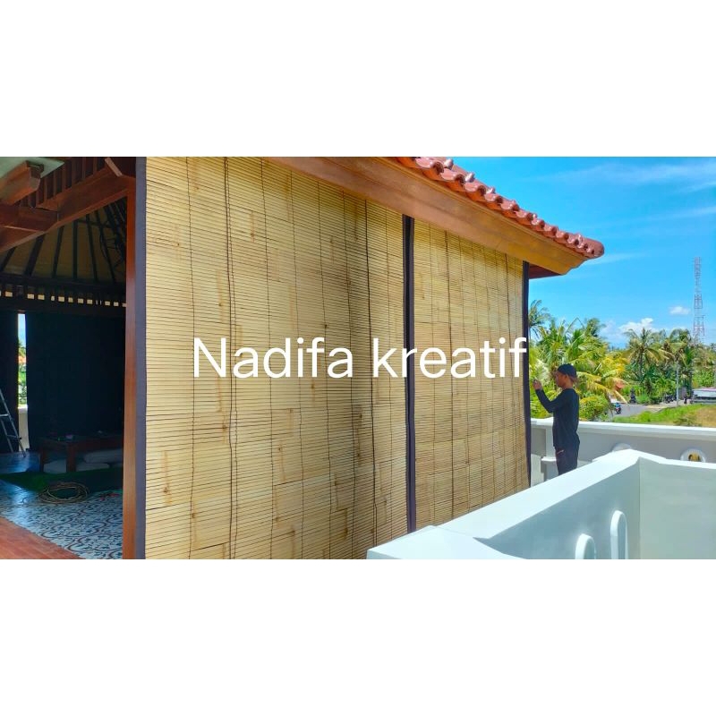 Tirai krey bambu waterproof / Tirai gulung/ blind / penghalau panas dan hujan / pelindung rumah / de