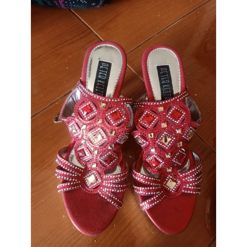 PRELOVED/SECOND (BACA DESKRIPSI) Sandal Pesta Wanita Blink Blink RED PETER KEIZA Size 38 Like New Sa