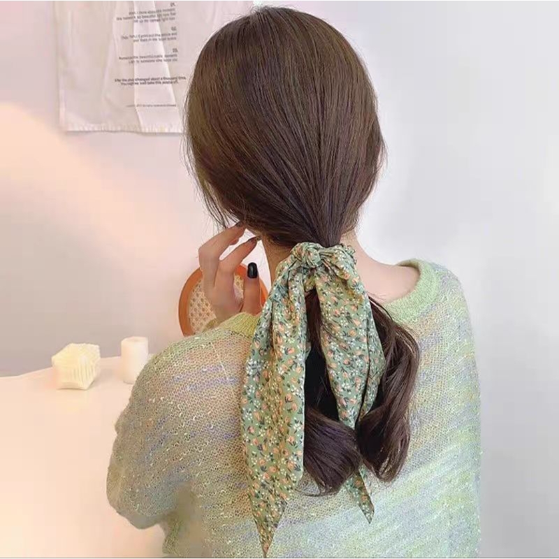 Ikat Rambut Pita Model Scraf Korea / Scunchie Scraf Pita Model Terbaru