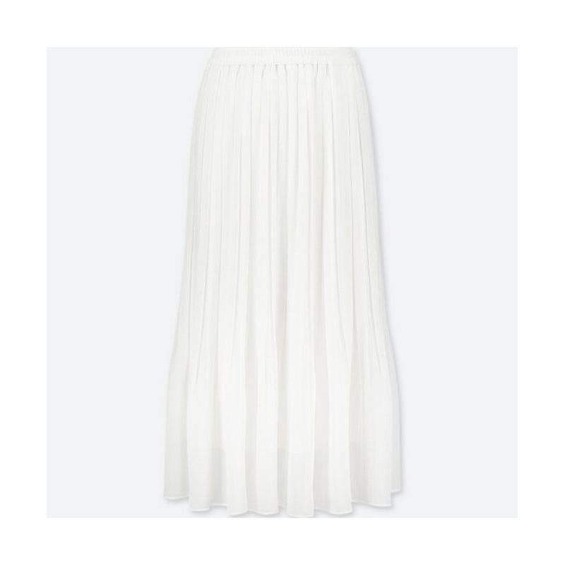 Uniqlo White Pleated Skirt