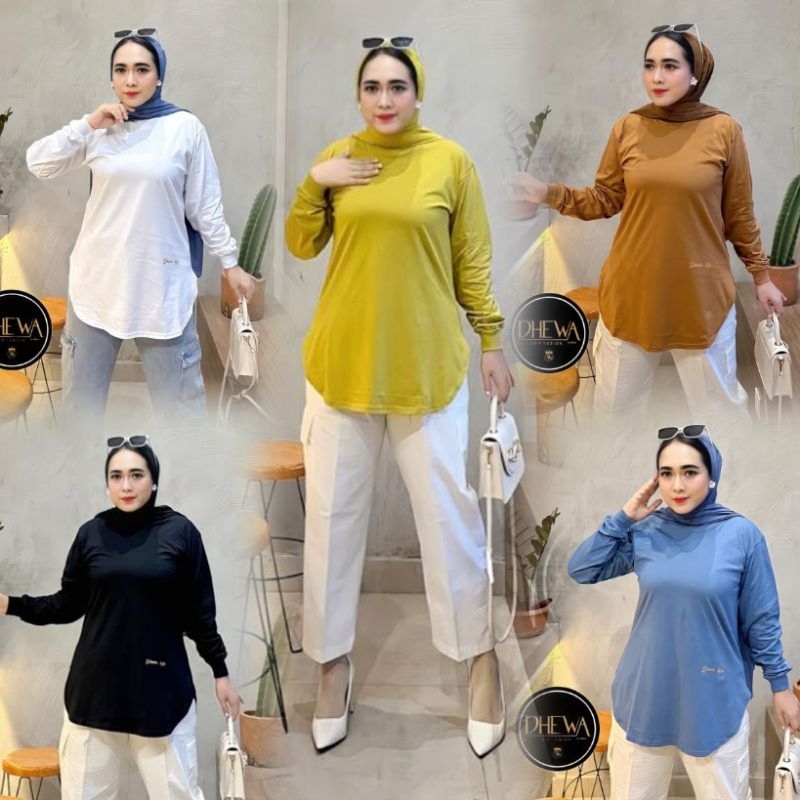 Atasan Wanita Kaos Lengan Panjang Combed 20s Premium