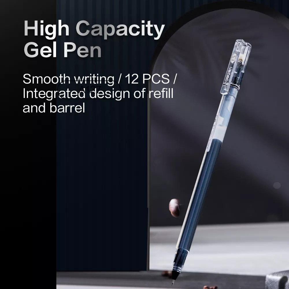 

Deli Gel Pen / Pulpen Gel 0.5mm Tinta Hitam Isi 12 pcs Penulisan Halus Isi Tinta 2 Kali dari Pulpen Biasa A127