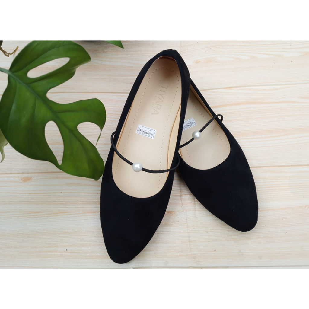 sepatu flat wanita dewasa sepatu balet wanita model tali mutiara (MTR002)