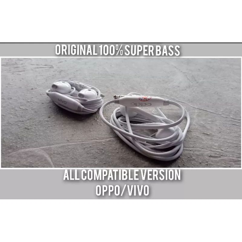 Headset Earphone Oppo/Vivo Original Copotan/Bawaan Dari Hp Dijamin Bass
