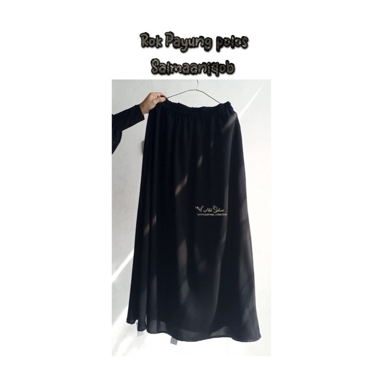 Rok Payung Polos Jumbo Jetblack Rok Payung Hitam Rok Muslimah