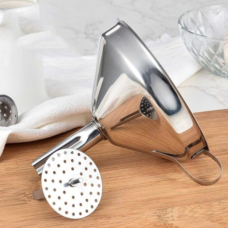 Corong Stainless Serbaguna / Saringan Corong Minyak Dengan Filter 11cm