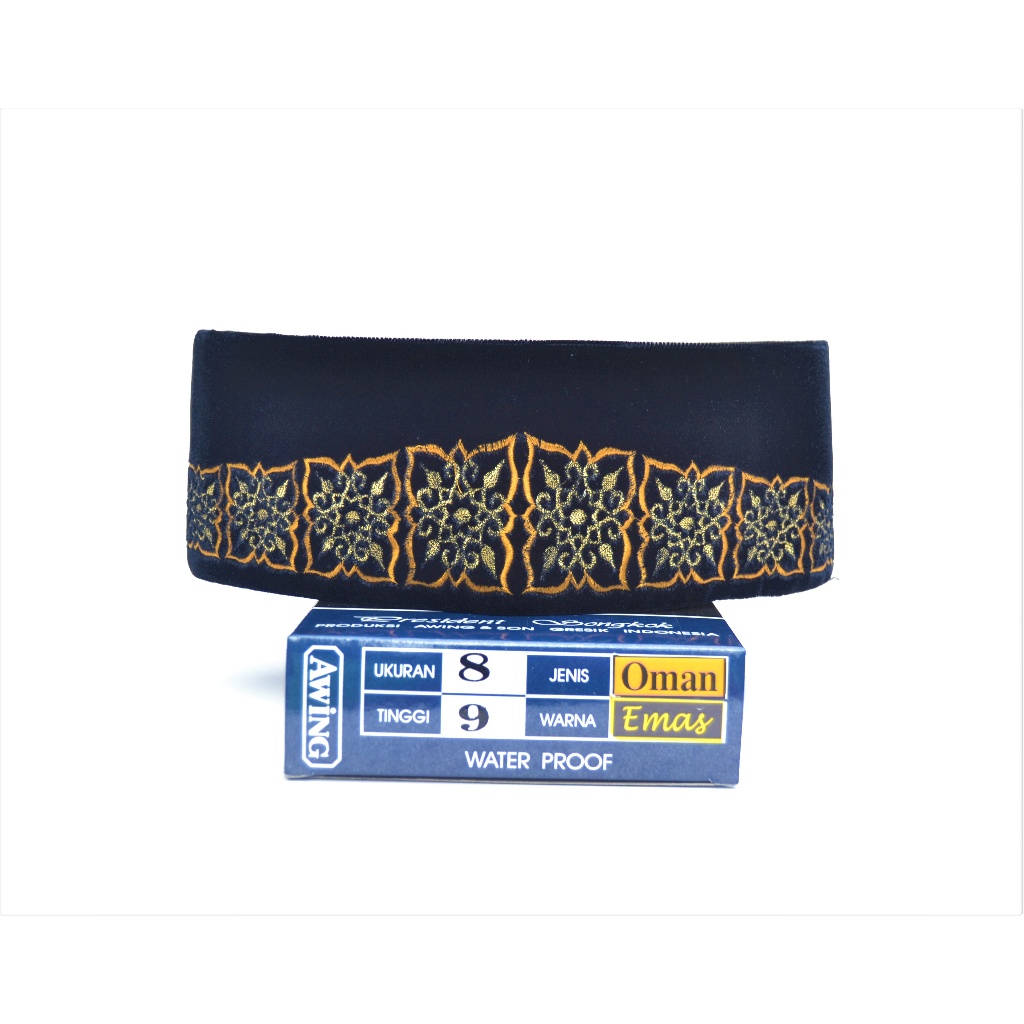 Songkok Awing Bordir Motif Oman Emas / Awing Bordir Oman Emas