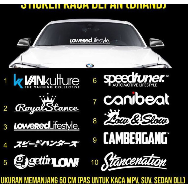 STIKER KACA DEPAN MOBIL JDM