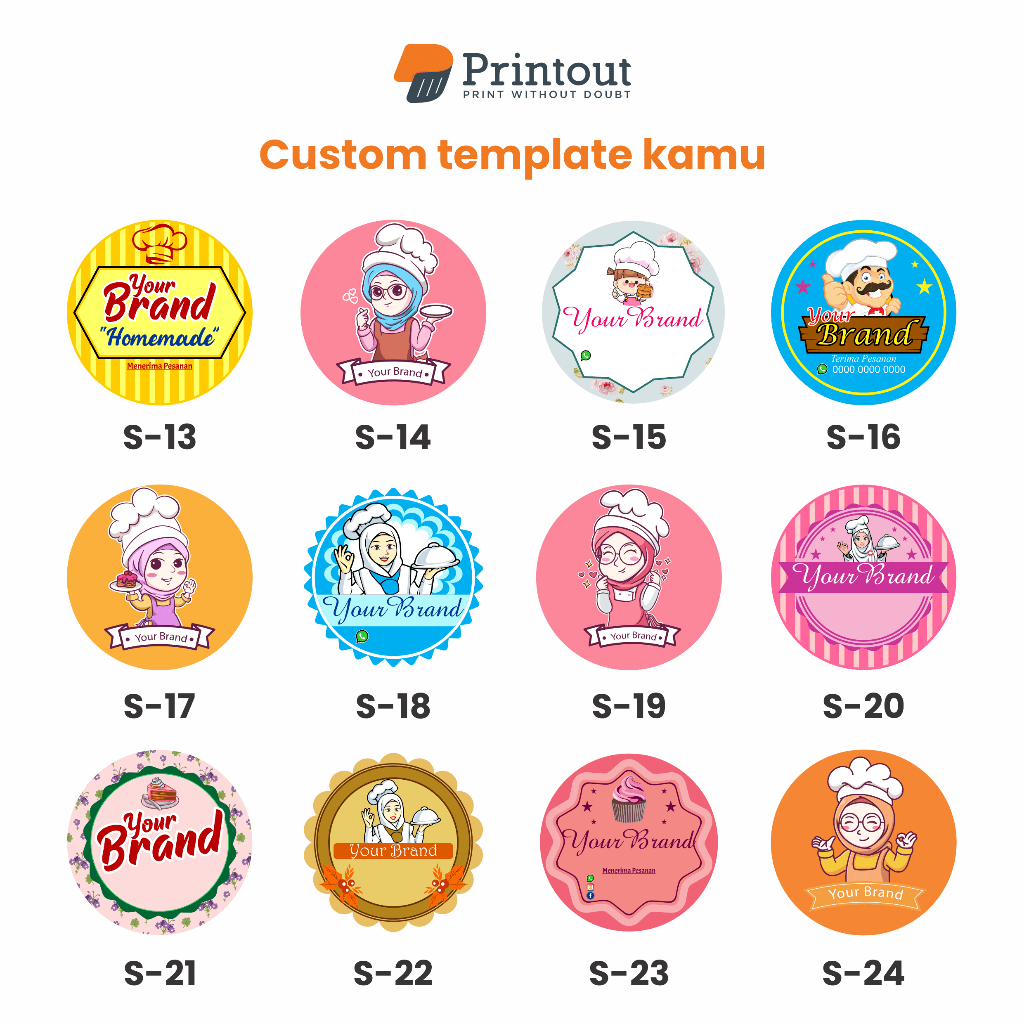 PRINOUT Cetak Stiker Chromo / Label Bulat Label Nama Label Makanan Toples Kemasan Botol Minuman Custom Chromo ( Satuan )
