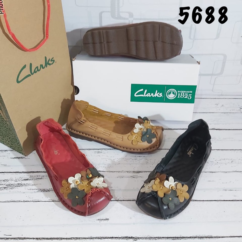 TERMURAH Sepatu Clarks 5688 Flat / RG-5688 / Clark / Sepatu Kerja / Sepatu kantor Kulit Wanita / Women Flatshoes / Ballerina Flats