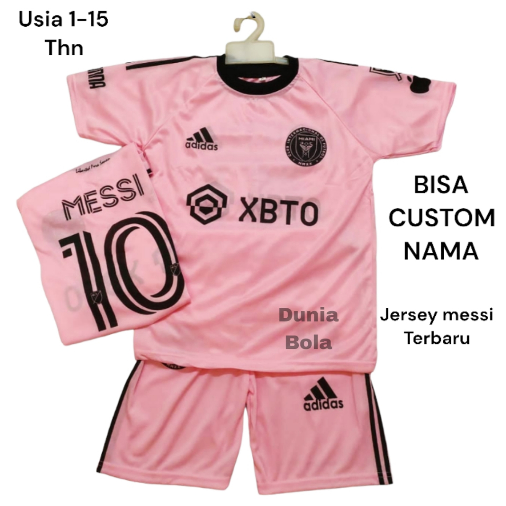 Setelan Baju Bola Anak Messi Pink Terbaru Termurah Jersey Anak Futsal 2023