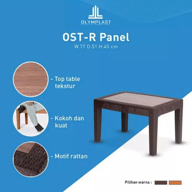 MEJA TERAS PLASTIK OLYMPLAST PANJANG 77 CM