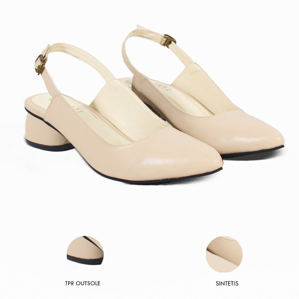 Sepatu Heels Wanita Terbaru H 3834 Brand Hertz Sepatu Formal Kerja Kantor Sandal Slip OTrendi Berkualitas - krem