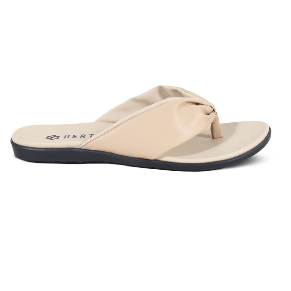 Sandal Wanita Kekinian H 3860 Brand Hertz Sandal Japit Santai Jalan Jalan Trendi Berkualitas - Krem