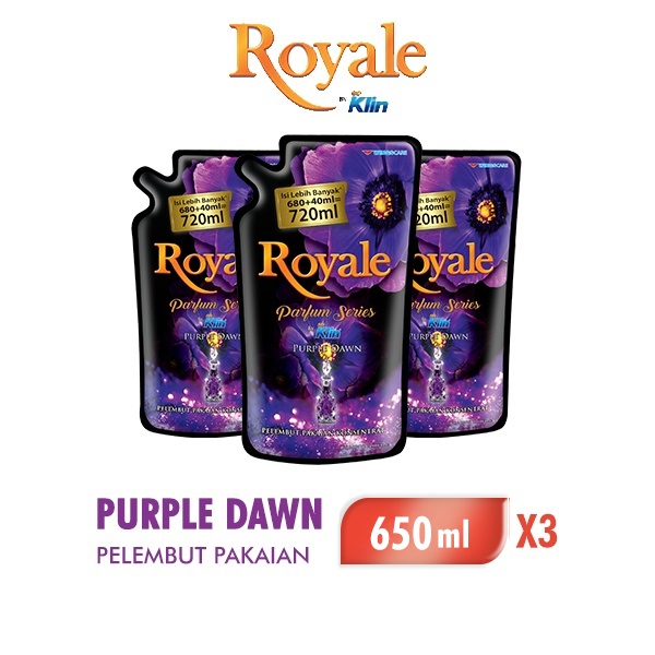 Royale Parfum Series Pelembut dan Pewangi Pakaian Purple Dawn 650 ml x3