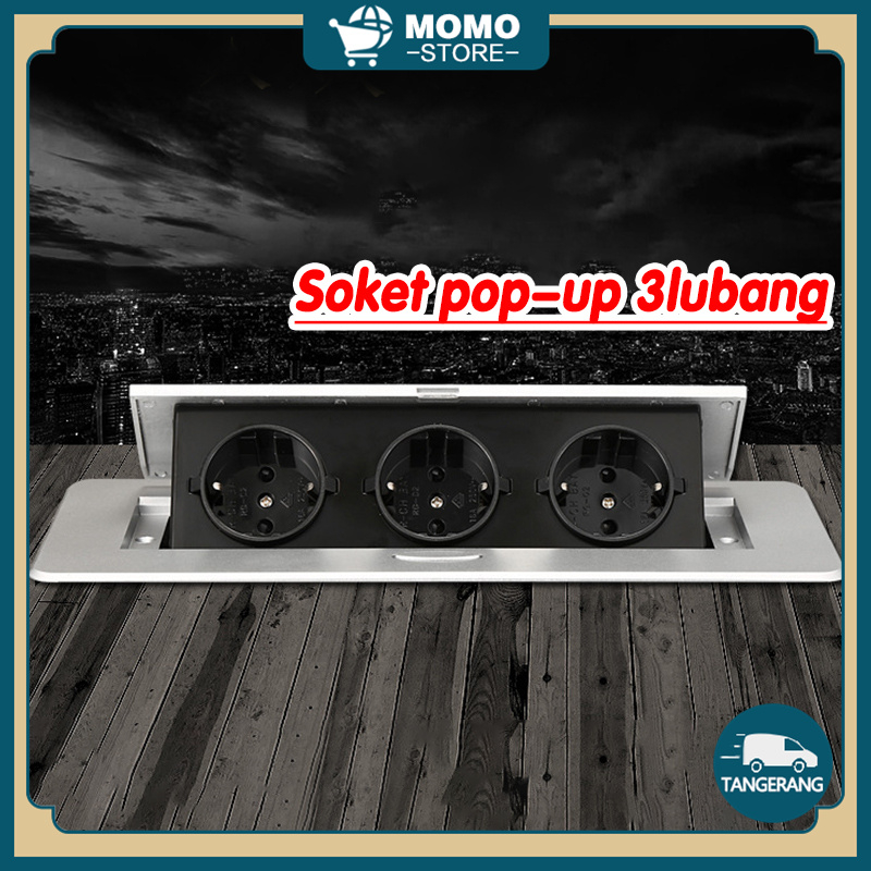 Stop Kontak 2 Lubang 3 Gang Soket Pop-Up Stop Kontak Meja Meeting 3 Socket Tertanam Floor/Desk