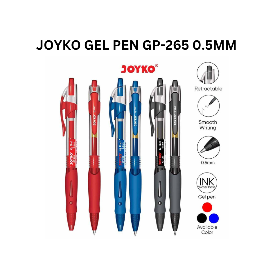 

Joyko GP-265 Gel Pen - Pulpen Pena Bulpen - Pulpen Joyko GP-265 Q Gel 0.5 mm / Joyko Q Gel Pen / Pulpen Pena Joyko/ Joyko Pulpen Gel GP-265 / Joyko Gel Pen GP-265
