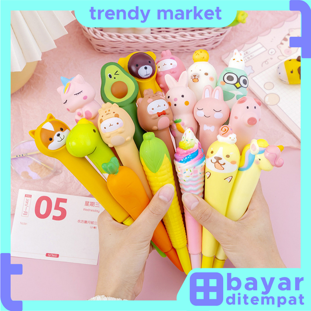 

Squishy pen karakter lucu murah/ Pulpen gel anak mainan P16