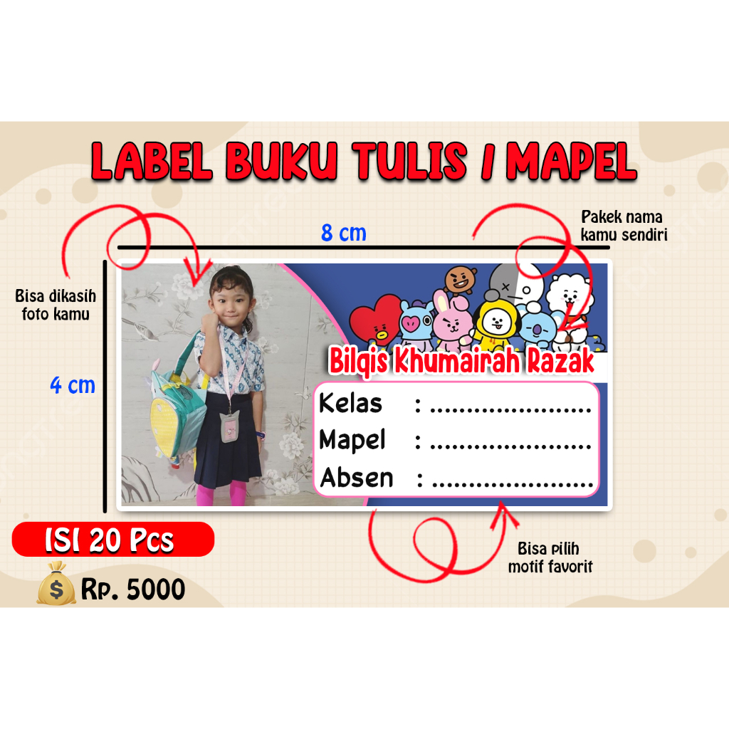 

(Bisa Custom Pakai Foto)Stiker Nama Buku Sekolah Stiker Buku Label Buku Stiker Label Buku Pelajaran Stiker Buku Sekolah