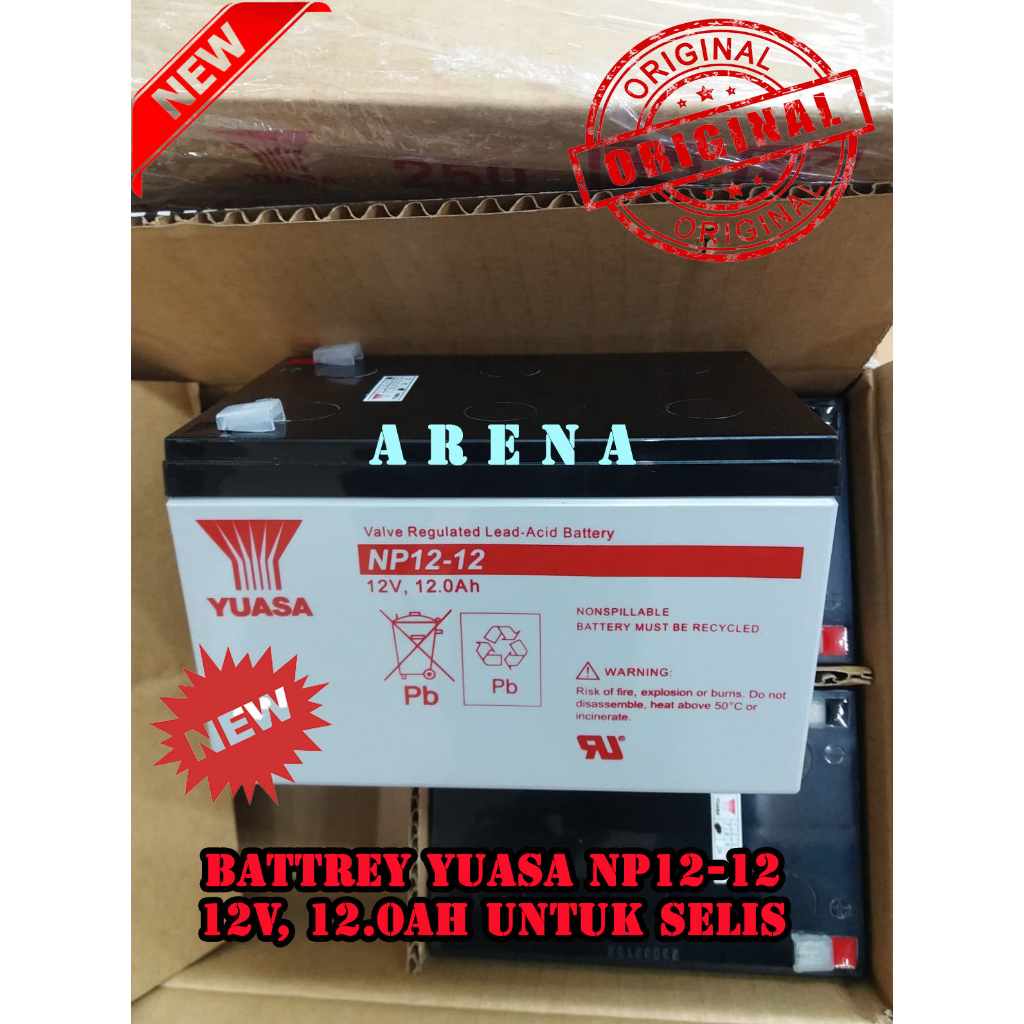 Battery yuasa Original New 12v 12ah Untuk UPS,Selis sepeda listrik,dll
