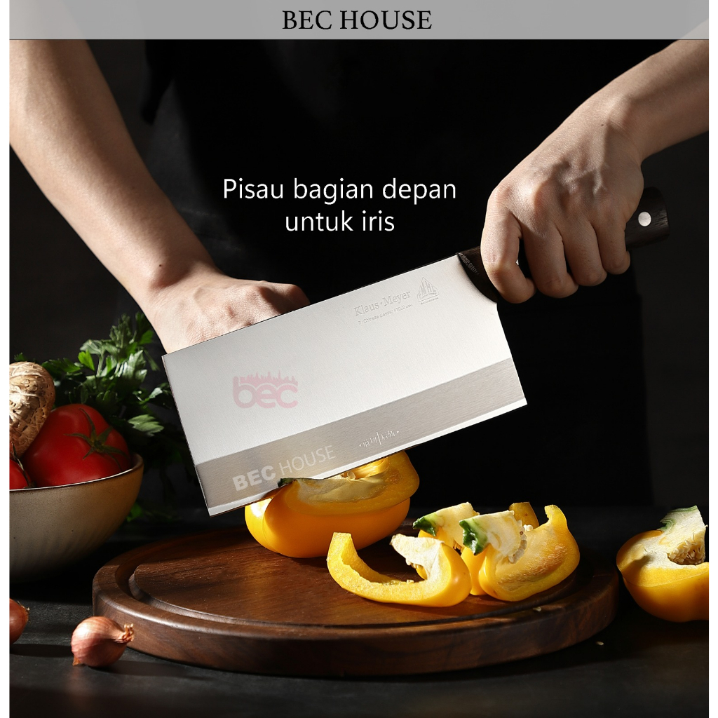 [Free-BatuAsah] Pisau Dapur Jerman Stainless Steel Multifungsi Gagang Kayu Super Tajam Chef Knife High Quality [Klaus-Meyer]