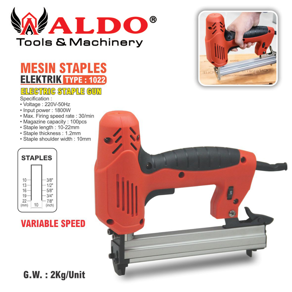 MESIN STAPLES ELEKTRIK 1022 / STAPLES TEMBAK LISTRIK ALDO