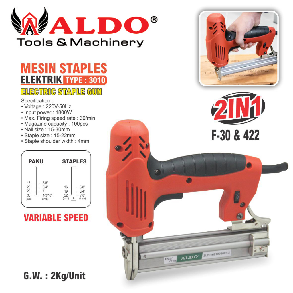 MESIN STAPLES ELEKTRIK 3010 2 IN 1 ALDO / STAPLES TEMBAK LISTRIK ALDO