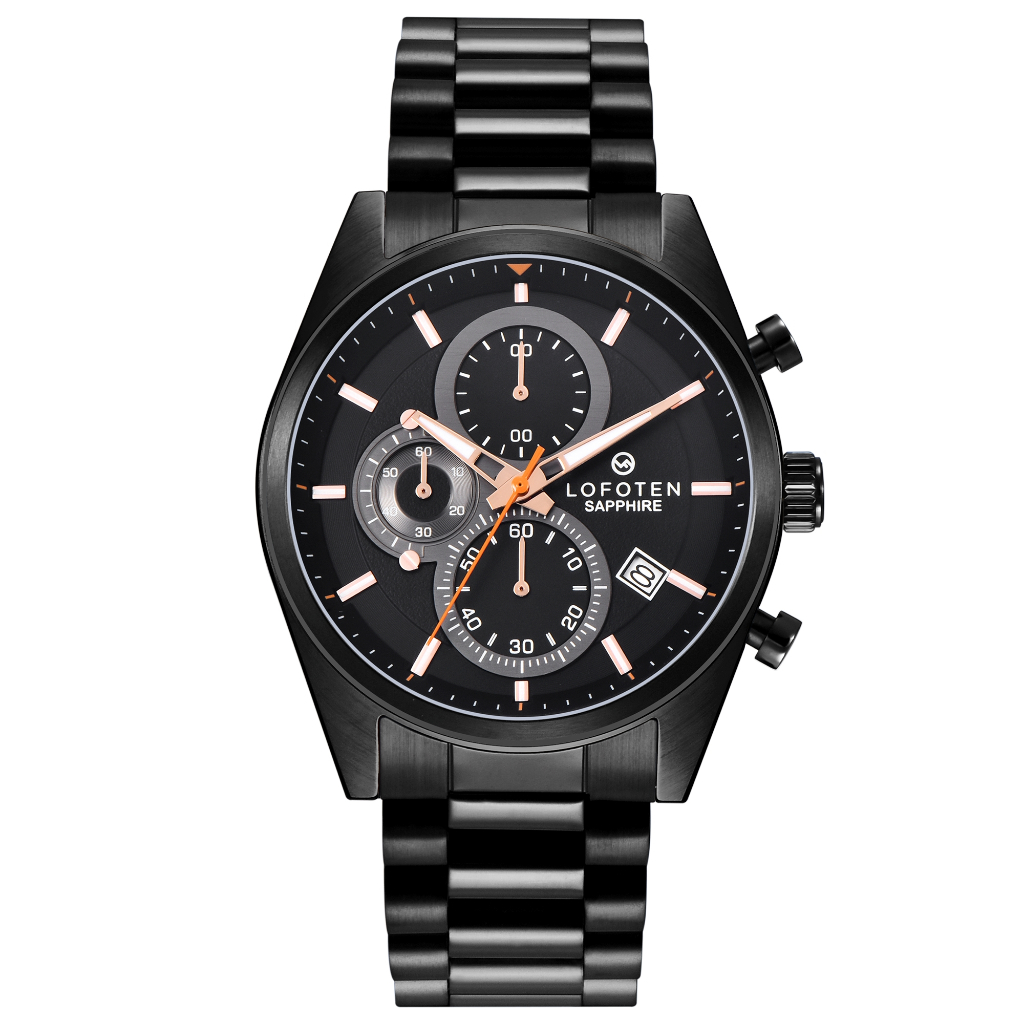 Jam tangan pria Lofoten Original F6519MC-BK4 Tahan Air Sapphire Glass Bisnis Kemewahan Bercahaya