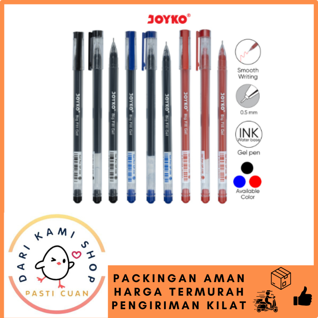 

JOYKO GEL PEN PULPEN PENA GP-330 Big Fill Gel 0.5 mm / 1 BOX (12PCS)