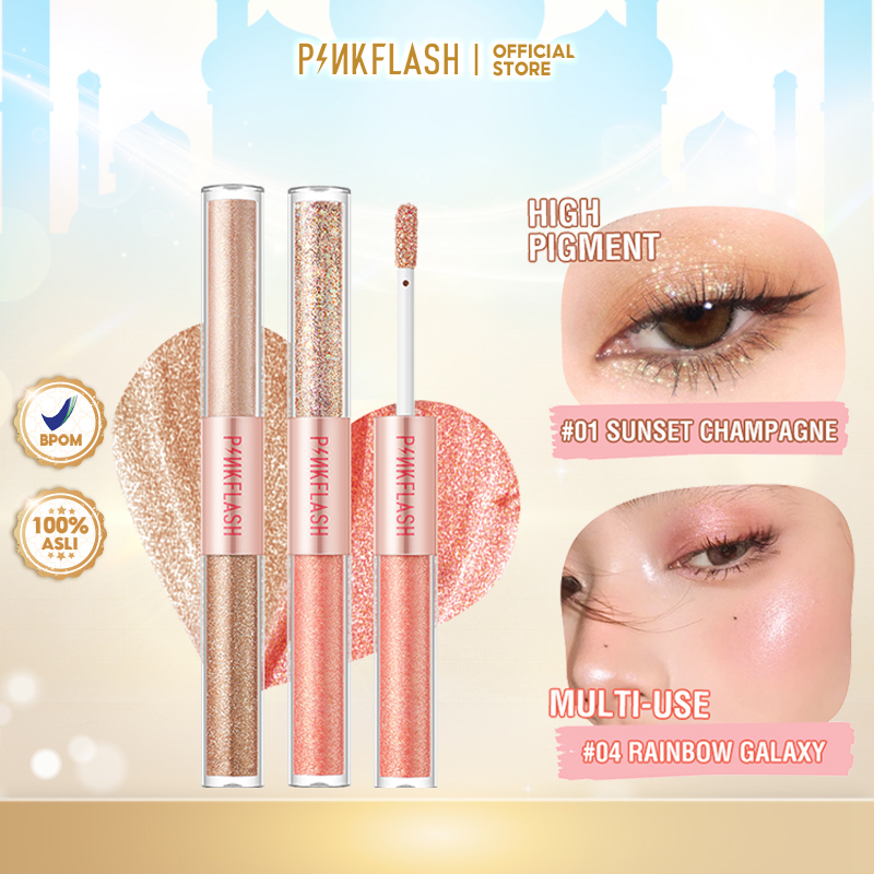 ORIGINAL PINKFLASH All Glow Eyeshadow PF-E18  2in 1 Liquid Eye shadow Eye Makeup | Pink Flash | BPOM