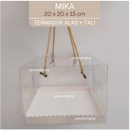 

[20x20x12cm] MIKA TALI Box Kotak Mika Handle Tali Clear Transparan Cake Chiffon Hampers Kue Pudding Tart