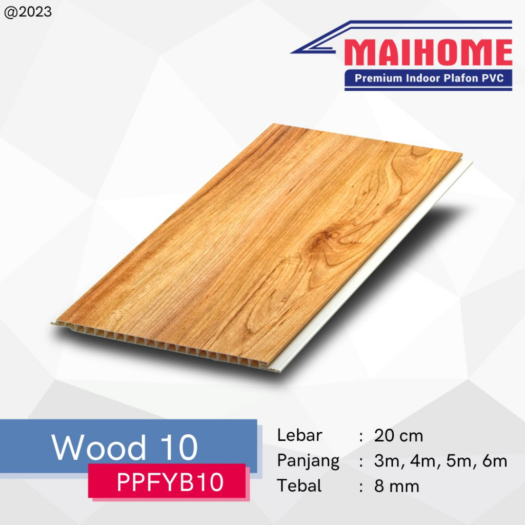 Plafon PVC Minimalis Motif Wood Merk Maihome Wood 10 Ukuran 400cm x 20cm