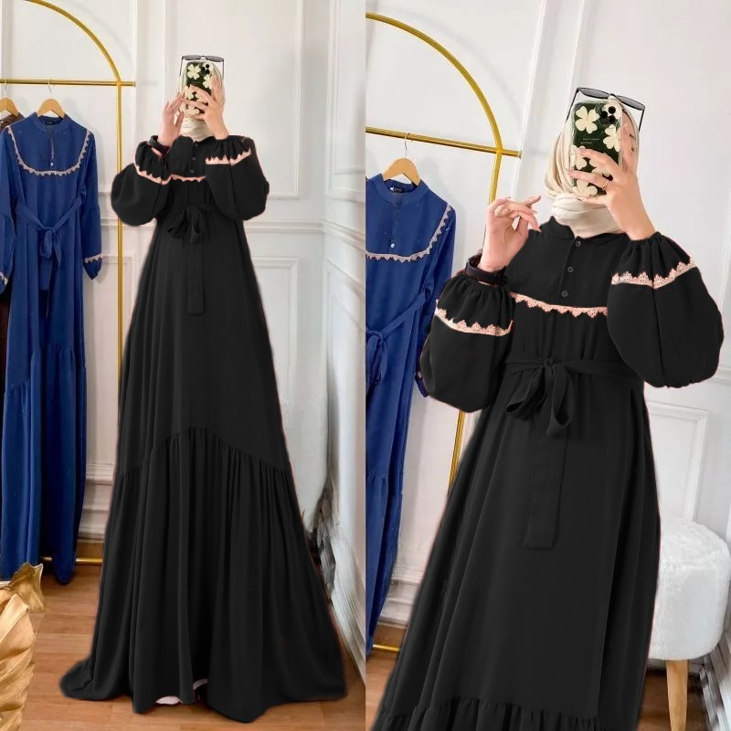 Baju gamis wanita model terbaru 2023 murah model elegan Gamis renda BRITIS dress