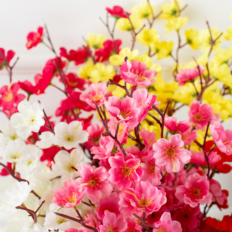 Bunga Cherry Blossom Tangkai Plastik Artifisial Daun Sakura Artificial Meihua Meihwa Imlek Tanaman Hias BG33