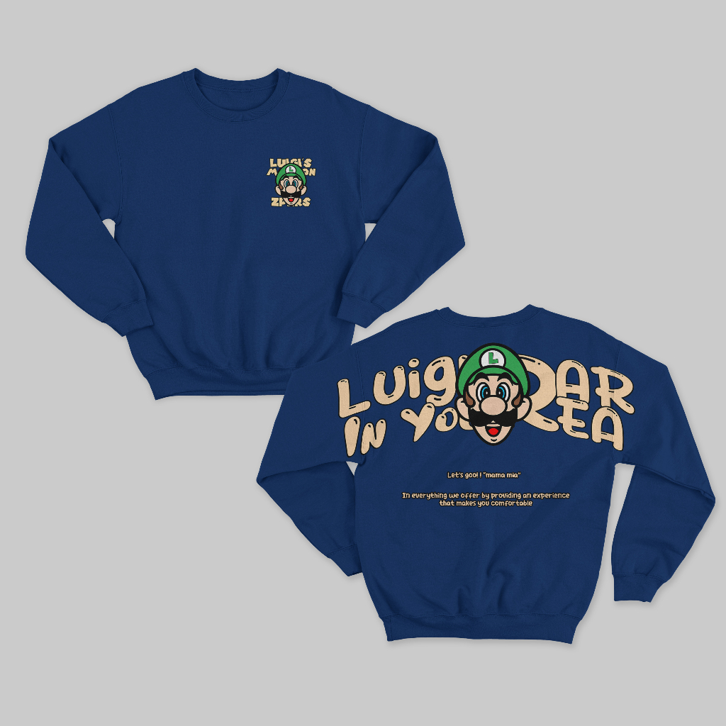 Sweater Crewneck Tebal Super Luigi In Area