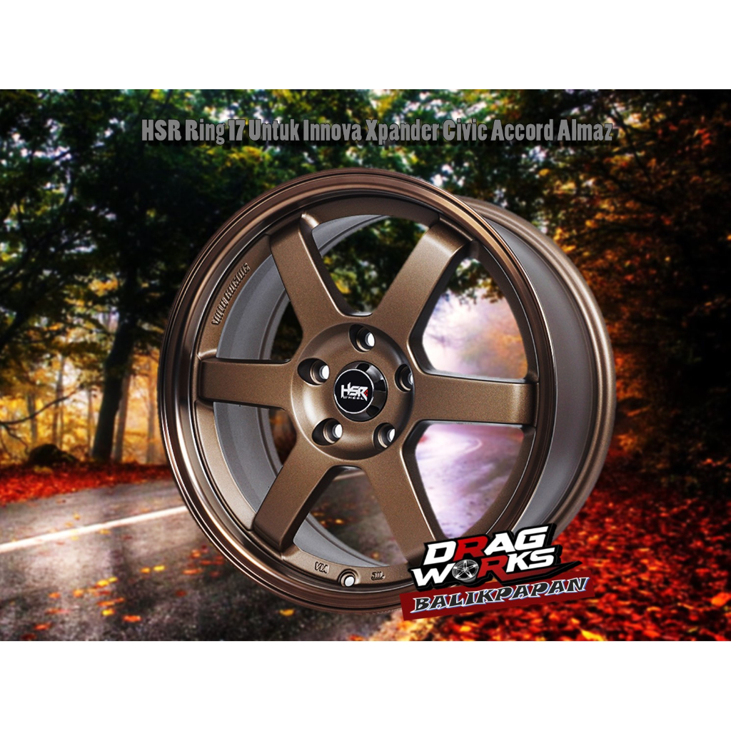 Velg Mobil Racing TE37 Ring 17 Pelek HSR R17 Lebar 7.5 Lubang 5 Sandy Bronze, untuk Civic Xpander Ca
