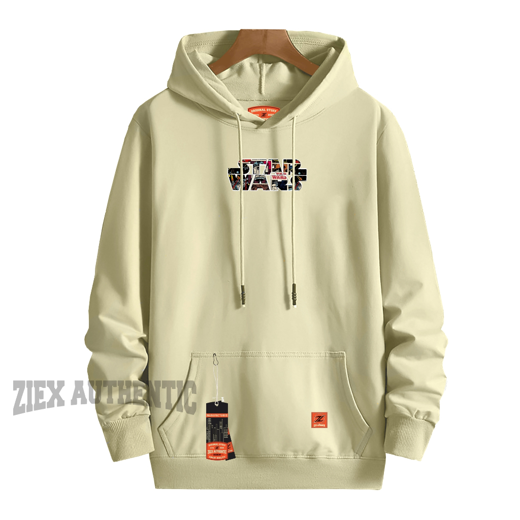 Ziexauthentic Sweater Pria Distro Warna Cream Keju List Star Wars Original Bandung Bahan Katun Tebal