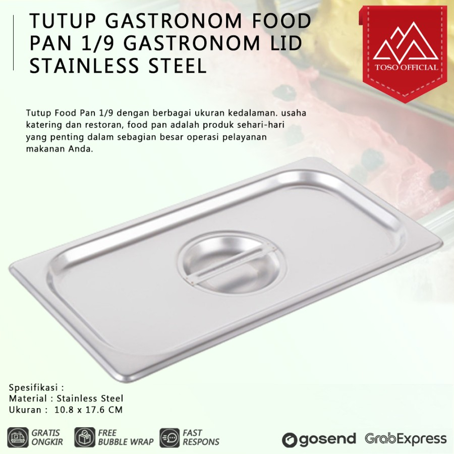 TUTUP GASTRONOM FOOD PAN 1/9 GASTRONOM LID STAINLESS
