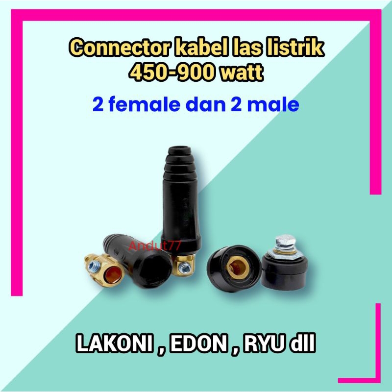 Soket connector kabel las listrik 450w | 900w male female set  - lakoni , ryu , EDON , MAYLTANK