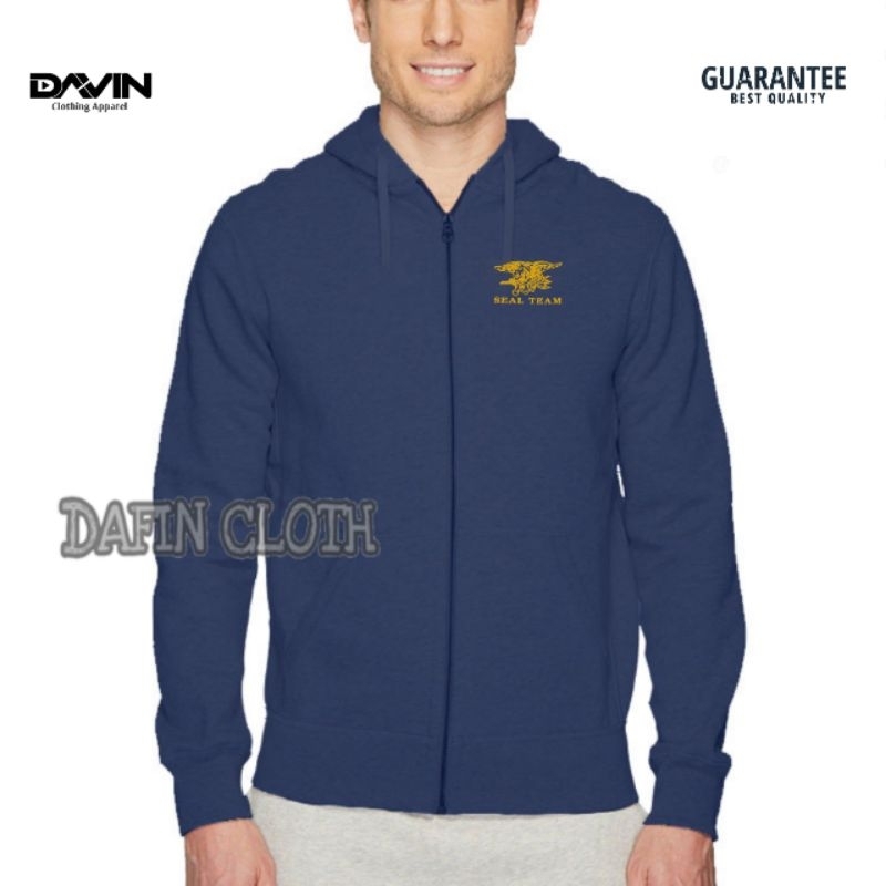 Jaket Hoodie Zipper Pria Us Navy Seal Team Warfere