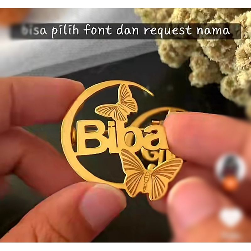 bros nama kupu-kupu lapis emas bros etsa kupu bros inisial nama lapis emas