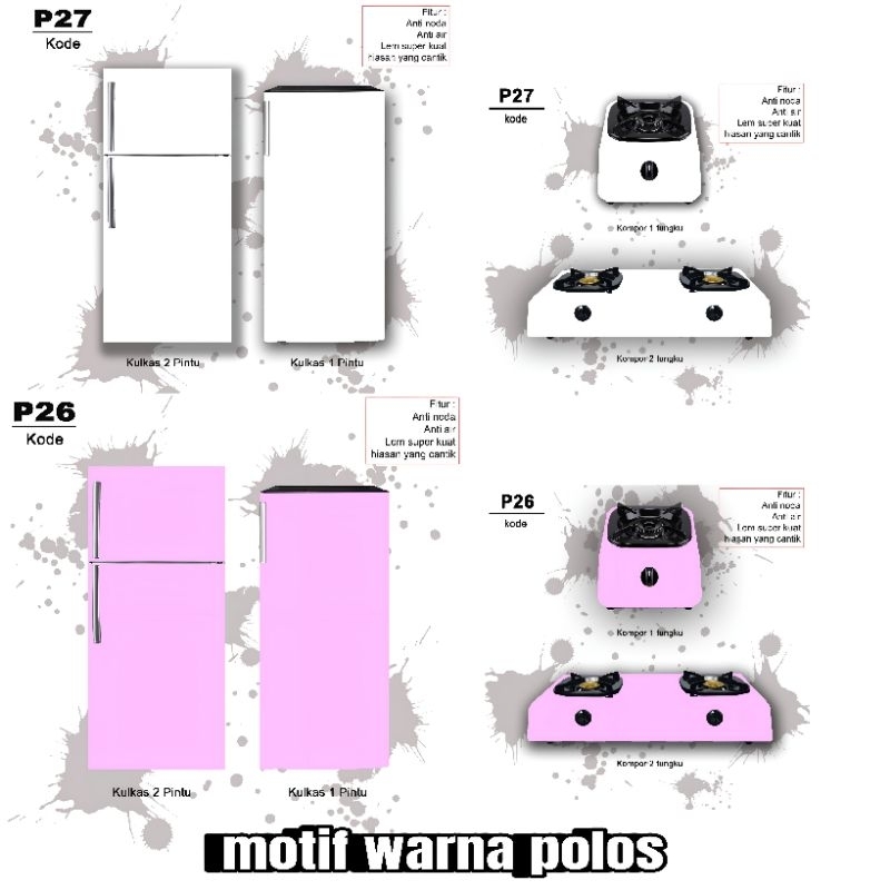 Stiker kompor 1 tungku / stiker kompor 2 tungku / stiker kulkas 1 pintu / stiker kulkas 2 pintu moti