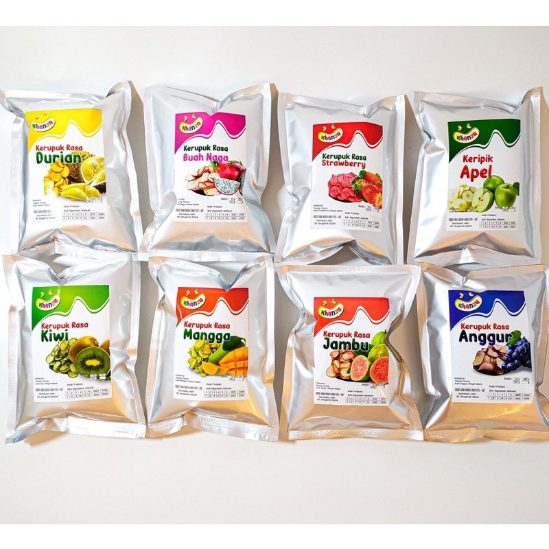

Kerupuk Buah SIRSAK / buah KIWI / Buah Strowberry / Buah Naga / Buah Anggur / Buah jambu / kerupuk mangga/ Kerupuk buah Durian