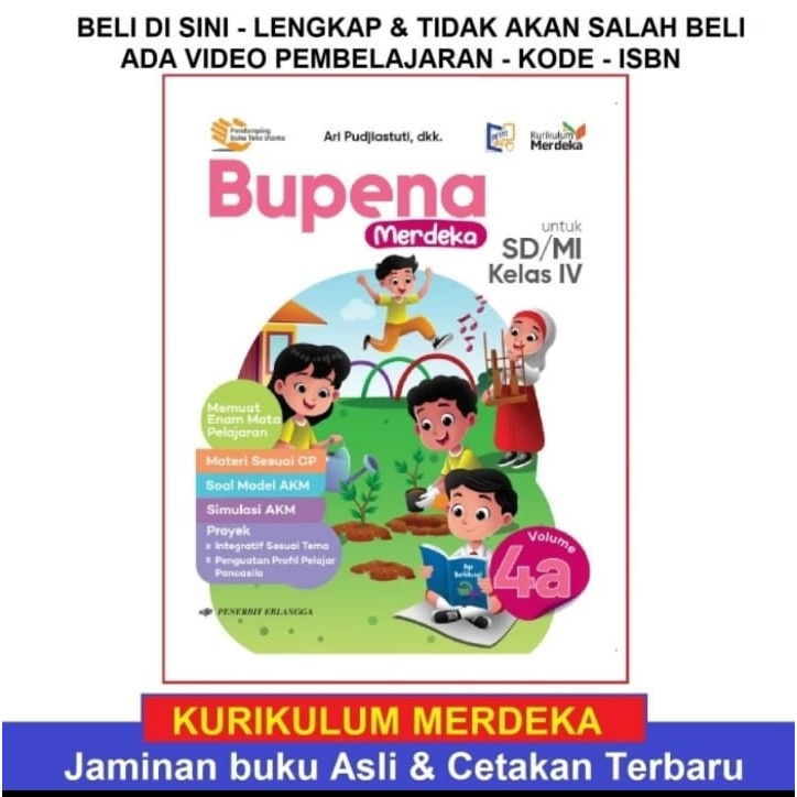 ORI harga satuan buku teks BUPENA kurikulum merdeka untuk SD/mi kelas 4 edisi terbaru penerbit Erlangga